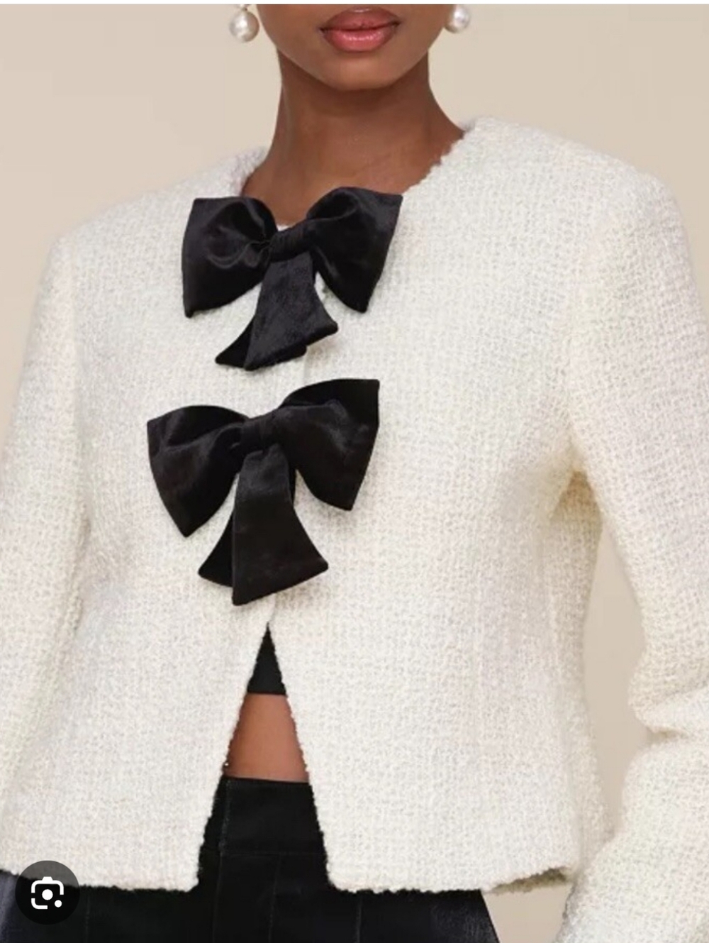 Avec Les Filles Bow Tweed Jacket